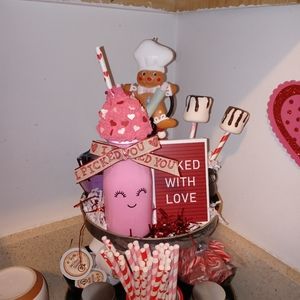 Strawberry milk tier tray decor